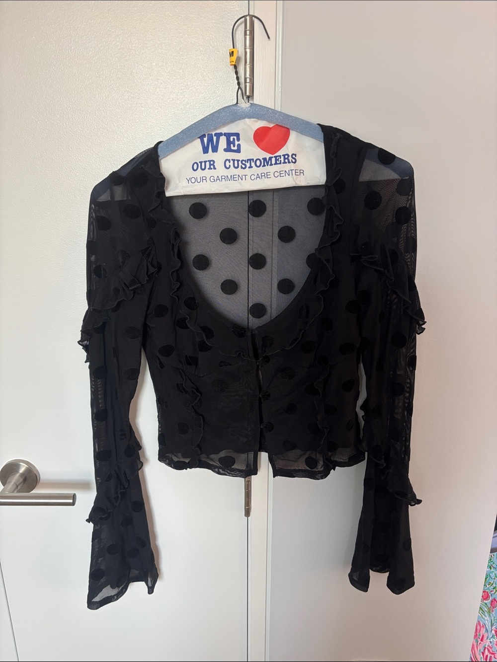House of Harlow Mesh Polka Dot Blouse